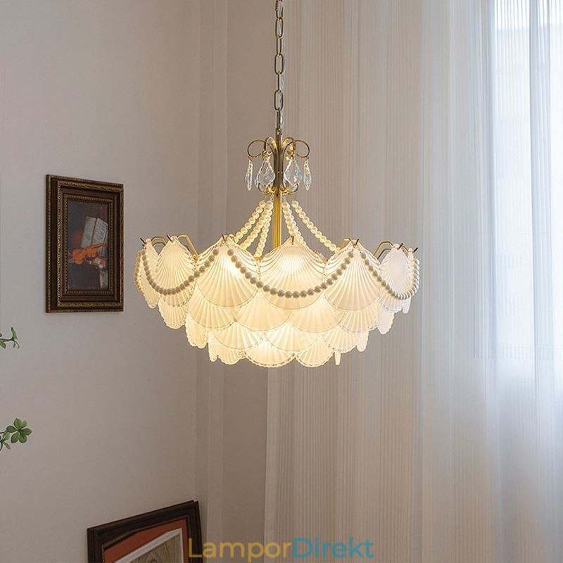 European Glass Pendel Light Elegant Pilgrimsmussla Hanging Light