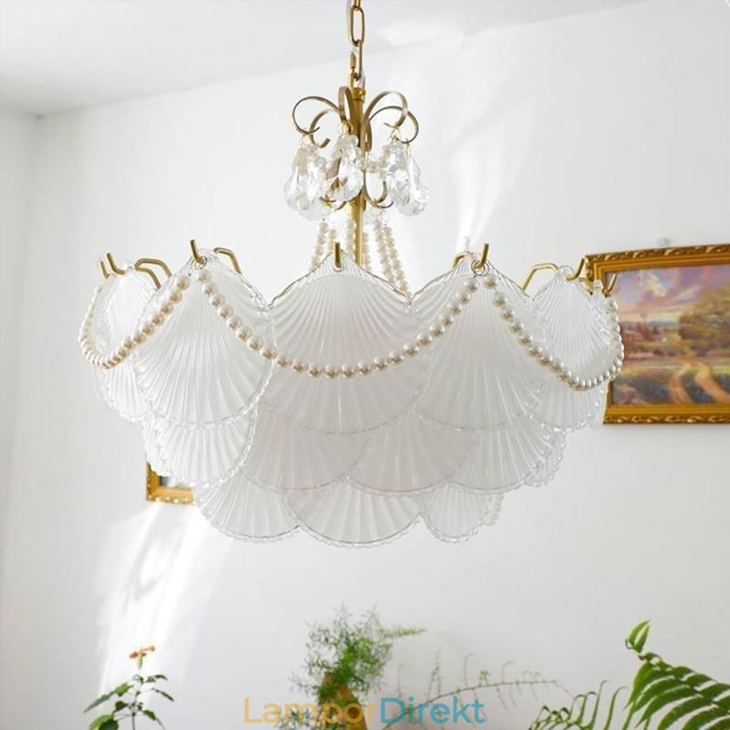 European Glass Pendel Light Elegant Pilgrimsmussla Hanging Light