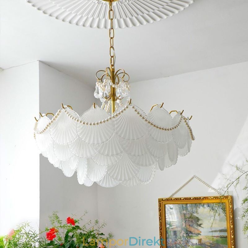 European Glass Pendel Light Elegant Pilgrimsmussla Hanging Light