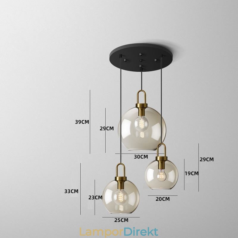 3 Ljus Taklampa Med Glasskärm Island