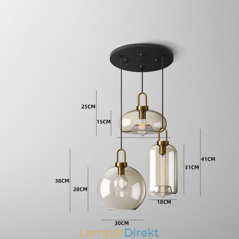 3 Ljus Taklampa Med Glasskärm Island