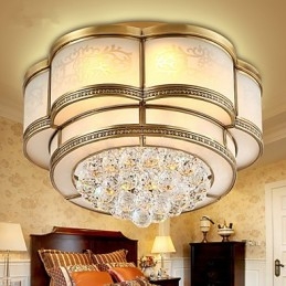 Traditionell Klassisk Rustik Lodge Kristall Mässing Metall Flush Mount