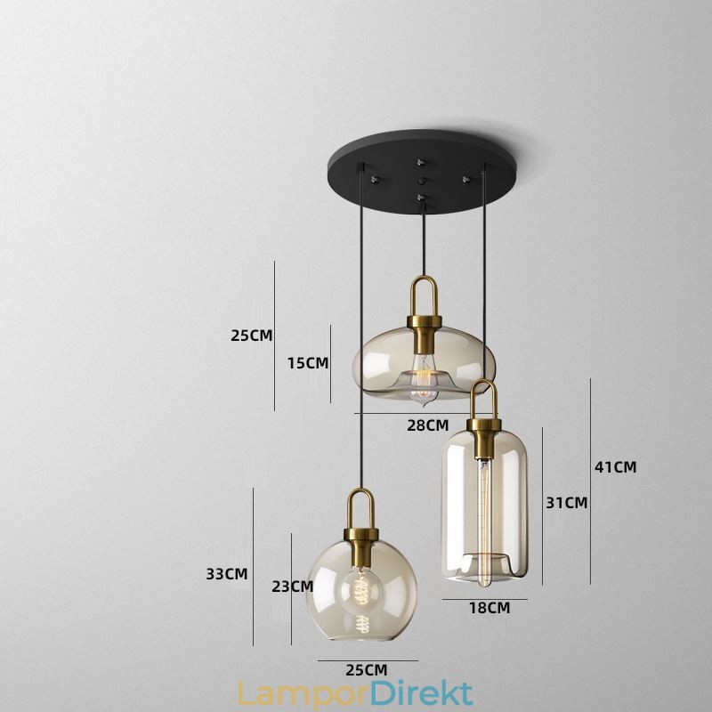 3 Ljus Taklampa Med Glasskärm Island