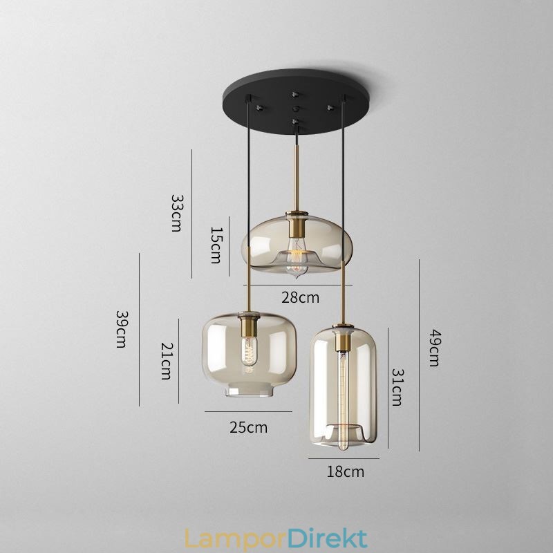 3 Ljus Glas Taklampa Klassisk Kluster Hängande Belysningsarmatur Cafe