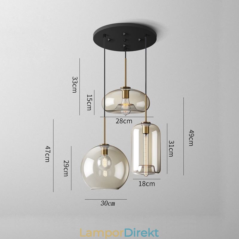 3 Ljus Glas Taklampa Klassisk Kluster Hängande Belysningsarmatur Cafe