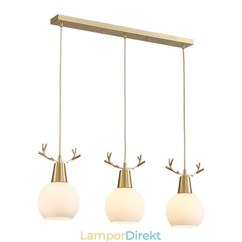 Modern Enkel Koppar Hänglampa Antler Hängande Ljus