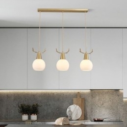 Modern Enkel Koppar Hänglampa Antler Hängande Ljus
