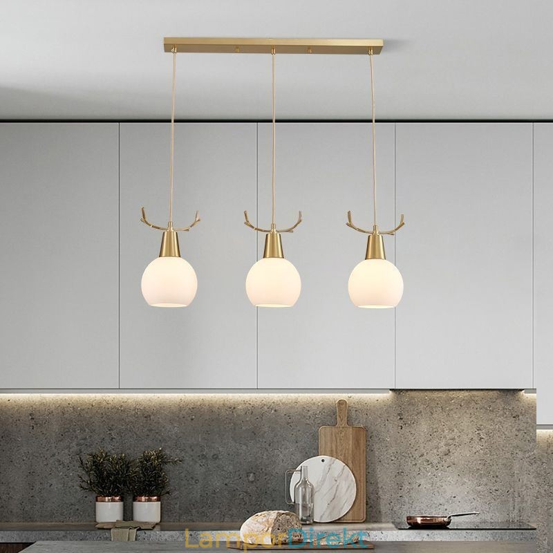 Modern Enkel Koppar Hänglampa Antler Hängande Ljus