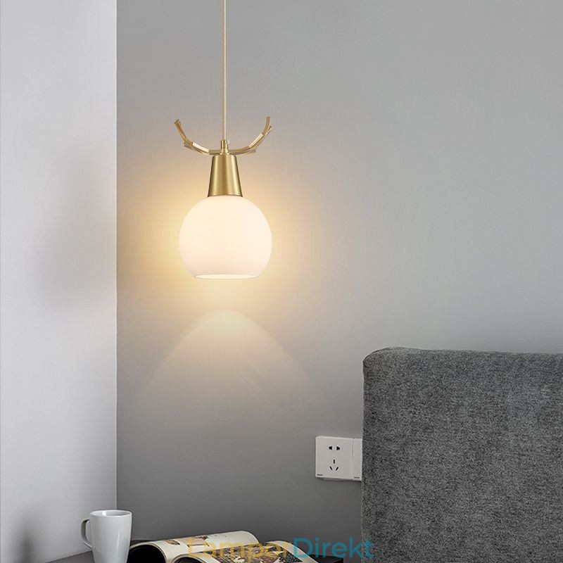 Modern Enkel Koppar Hänglampa Antler Hängande Ljus