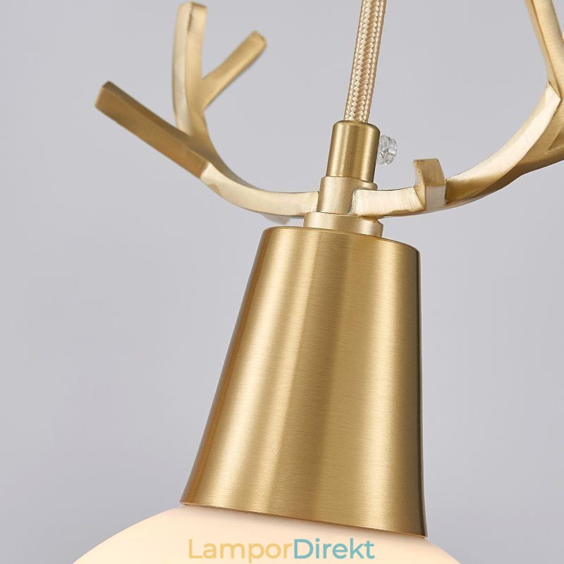 Modern Enkel Koppar Hänglampa Antler Hängande Ljus