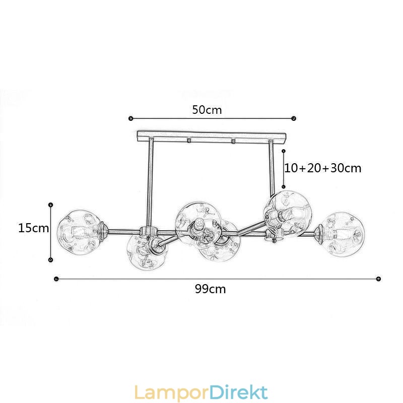 6 Ljus Modern Glastaklampa Magic Bean Ljusarmatur