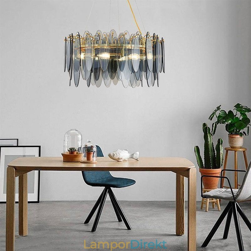 Samtida Elegant Taklampa I Glas