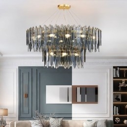 Modern Rund Hänglampa I Glas Elegant Ljuskrona I Glas