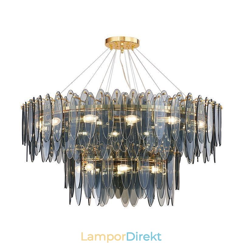Modern Rund Hänglampa I Glas Elegant Ljuskrona I Glas