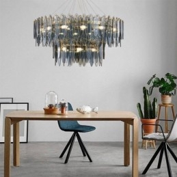 Modern Rund Hänglampa I Glas Elegant Ljuskrona I Glas