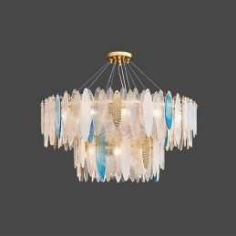 Modern Rund Hänglampa I Glas Elegant Ljuskrona I Glas