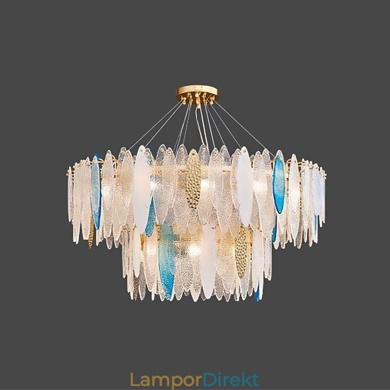 Modern Rund Hänglampa I Glas Elegant Ljuskrona I Glas
