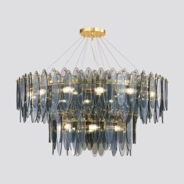 Modern Rund Hänglampa I Glas Elegant Ljuskrona I Glas