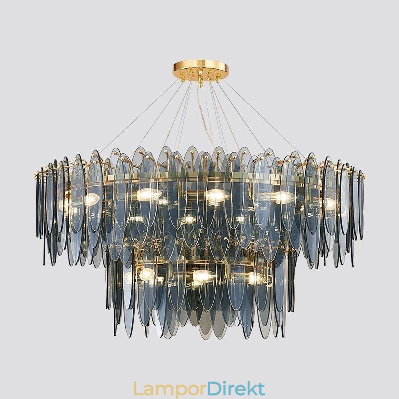 Modern Rund Hänglampa I Glas Elegant Ljuskrona I Glas