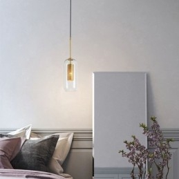 Nordic Clear Glass Pendellampa Unik Inre Mässing Ihålig Taklampa