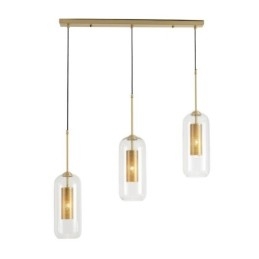 Nordic Clear Glass Pendellampa Unik Inre Mässing Ihålig Taklampa