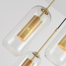 Nordic Clear Glass Pendellampa Unik Inre Mässing Ihålig Taklampa