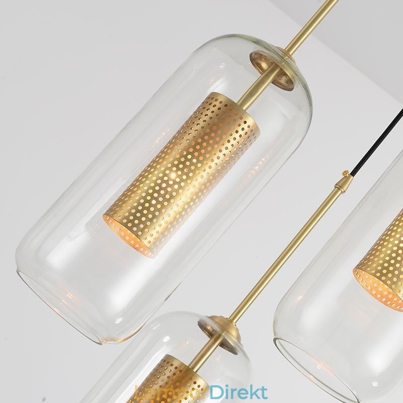 Nordic Clear Glass Pendellampa Unik Inre Mässing Ihålig Taklampa