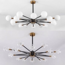Nordic Glass Pendelljus Mjölkvit Rund Lampa Ljuskrona Belysning