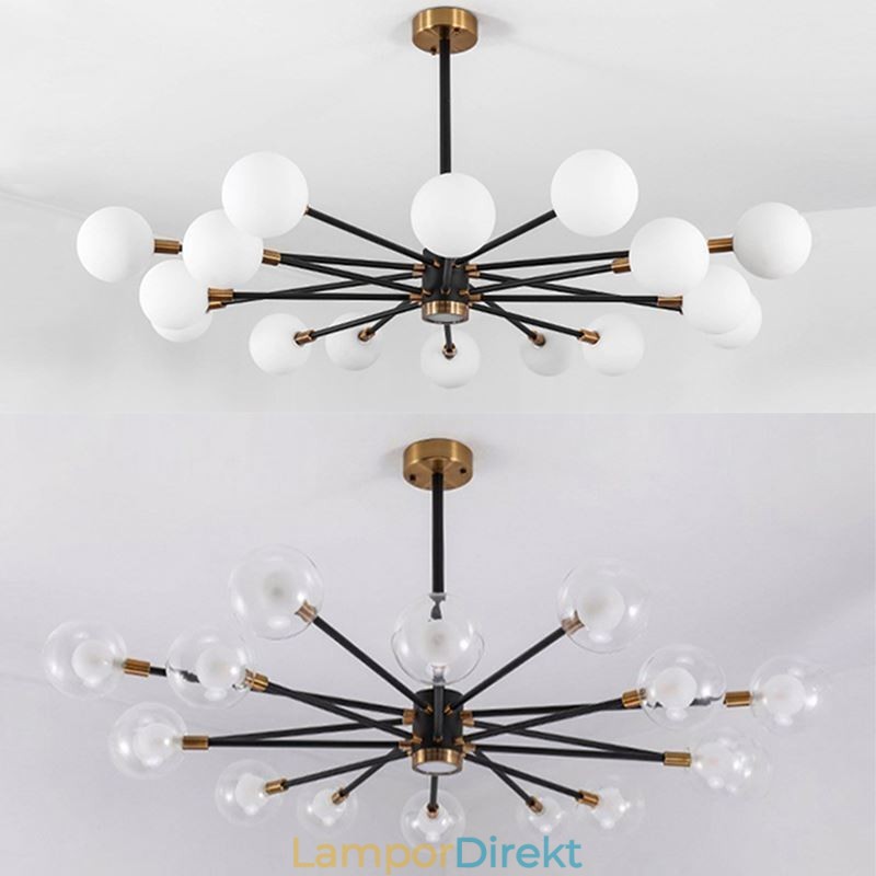 Nordic Glass Pendelljus Mjölkvit Rund Lampa Ljuskrona Belysning