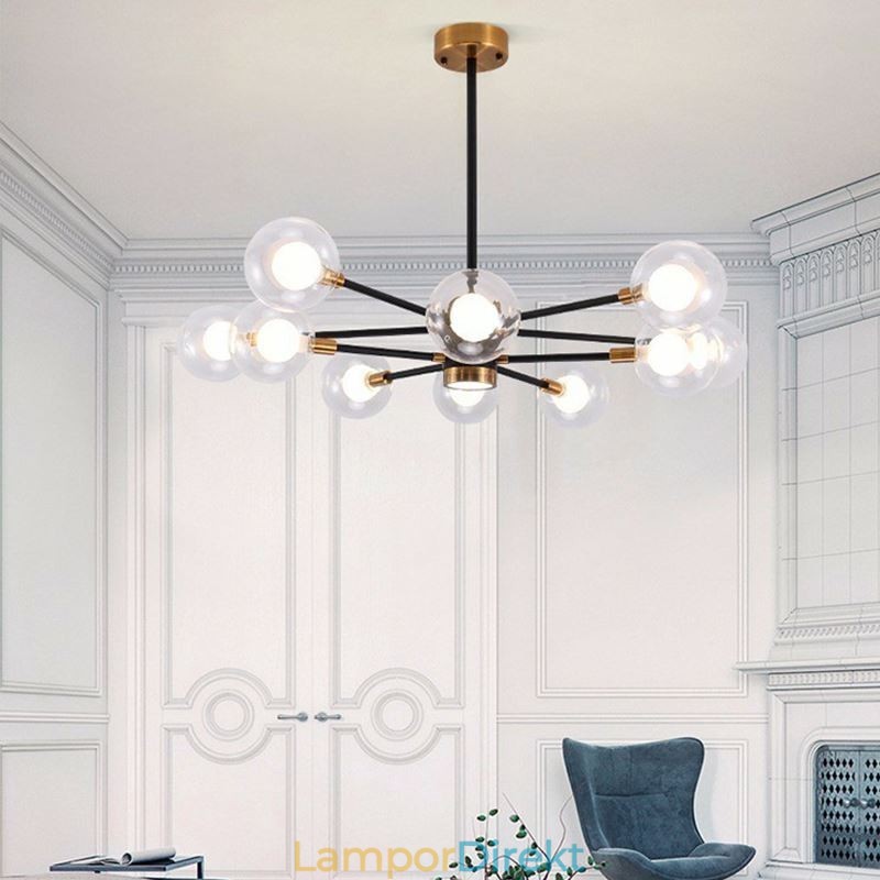 Nordic Glass Pendelljus Mjölkvit Rund Lampa Ljuskrona Belysning