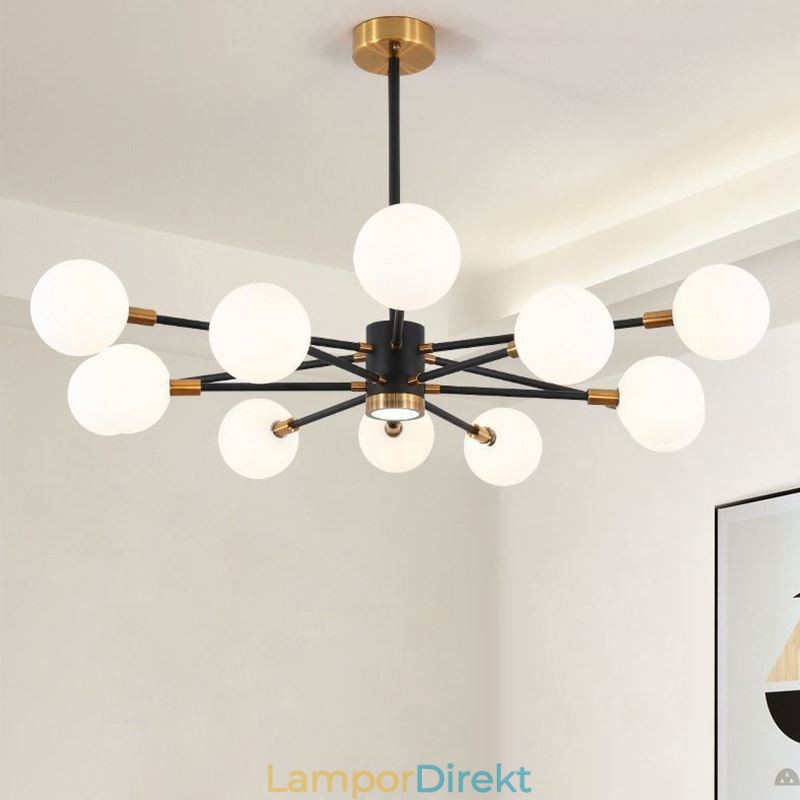 Nordic Glass Pendelljus Mjölkvit Rund Lampa Ljuskrona Belysning