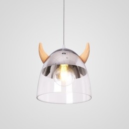 Klassisk Glas Taklampa Trä Horn Lampa Creative Lighting