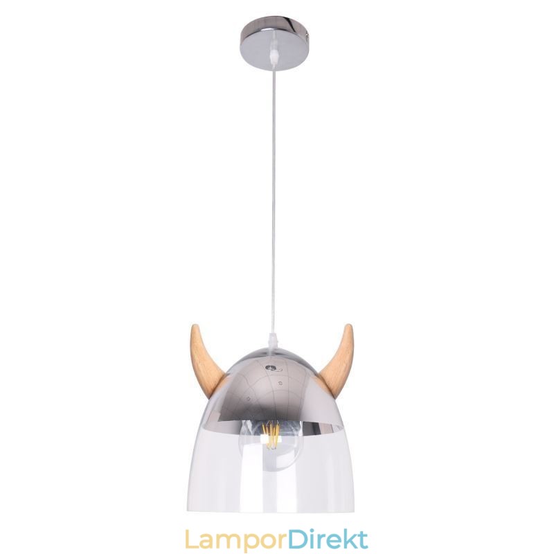 Klassisk Glas Taklampa Trä Horn Lampa Creative Lighting
