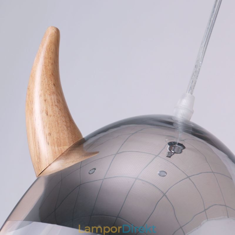 Klassisk Glas Taklampa Trä Horn Lampa Creative Lighting