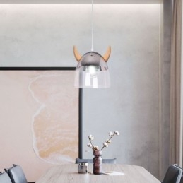 Klassisk Glas Taklampa Trä Horn Lampa Creative Lighting