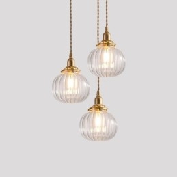 Glas Taklampa Klar Rund Ribbad Pumpa Form Lampa 1 Ljus