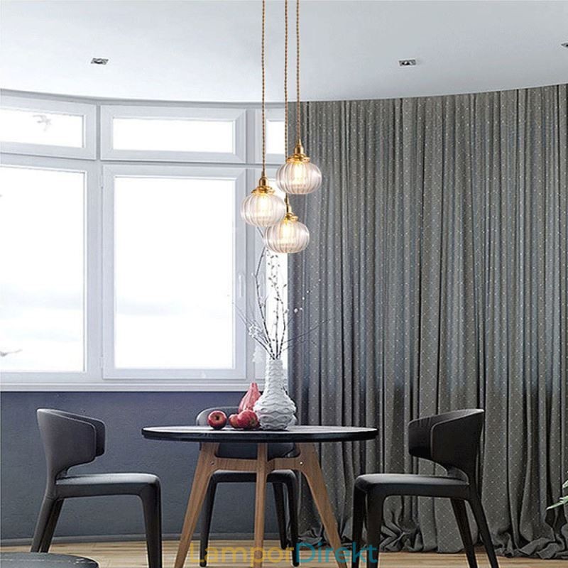 Glas Taklampa Klar Rund Ribbad Pumpa Form Lampa 1 Ljus
