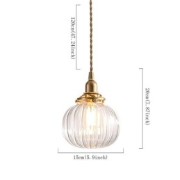Glas Taklampa Klar Rund Ribbad Pumpa Form Lampa 1 Ljus