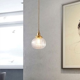 Glas Taklampa Klar Rund Ribbad Pumpa Form Lampa 1 Ljus