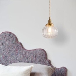 Glas Taklampa Klar Rund Ribbad Pumpa Form Lampa 1 Ljus