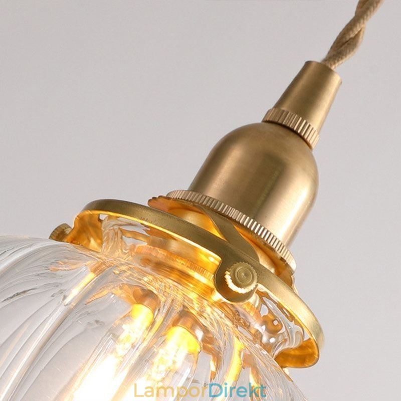Glas Taklampa Klar Rund Ribbad Pumpa Form Lampa 1 Ljus