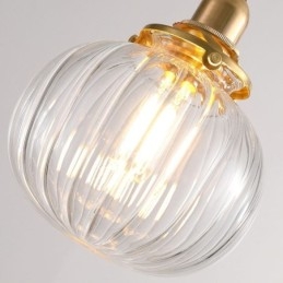 Glas Taklampa Klar Rund Ribbad Pumpa Form Lampa 1 Ljus