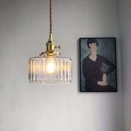 Geléburk Pendellampa I Klart Ribbad Glas Med Vridknapp