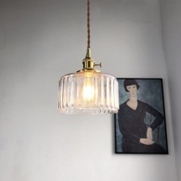 Geléburk Pendellampa I Klart Ribbad Glas Med Vridknapp