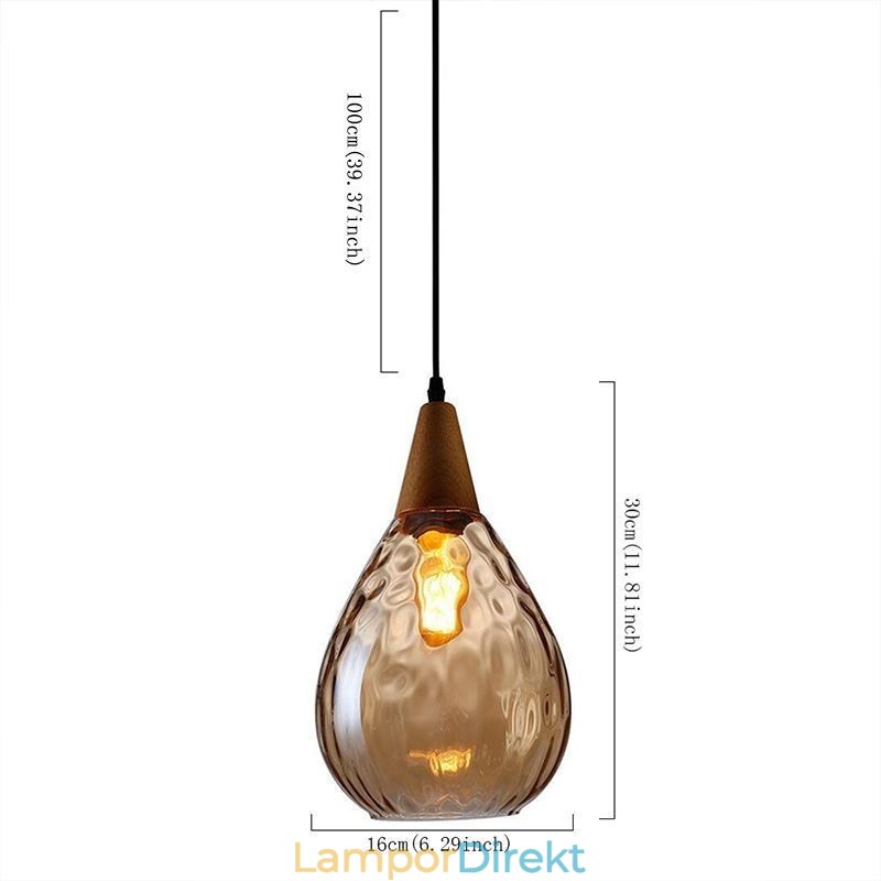 Taklampa Teardrop Glass Skärm Lamp Light