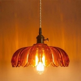 Modern Retro Glashängande Belysning Blomsterskärmslampa Med Vridströmbrytare