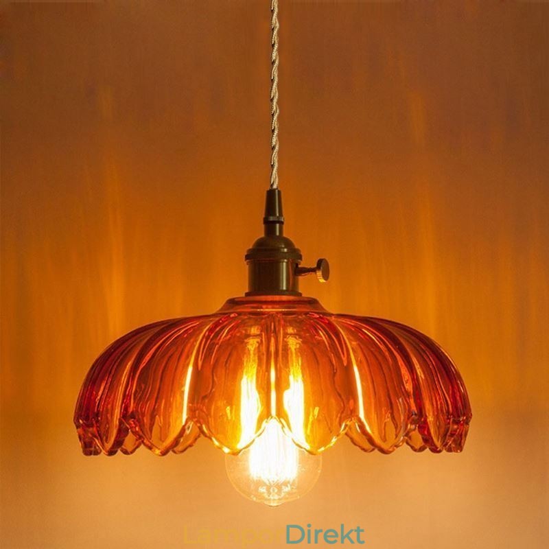 Modern Retro Glashängande Belysning Blomsterskärmslampa Med Vridströmbrytare