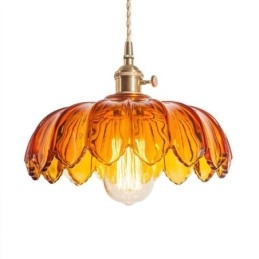 Modern Retro Glashängande Belysning Blomsterskärmslampa Med Vridströmbrytare