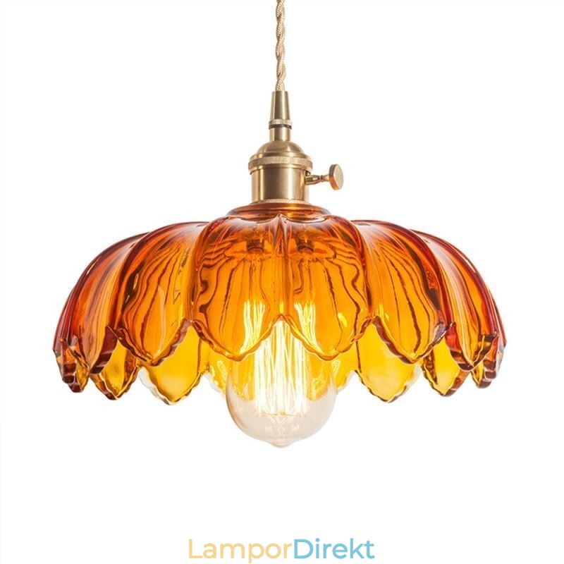 Modern Retro Glashängande Belysning Blomsterskärmslampa Med Vridströmbrytare