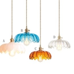 Modern Retro Glashängande Belysning Blomsterskärmslampa Med Vridströmbrytare
